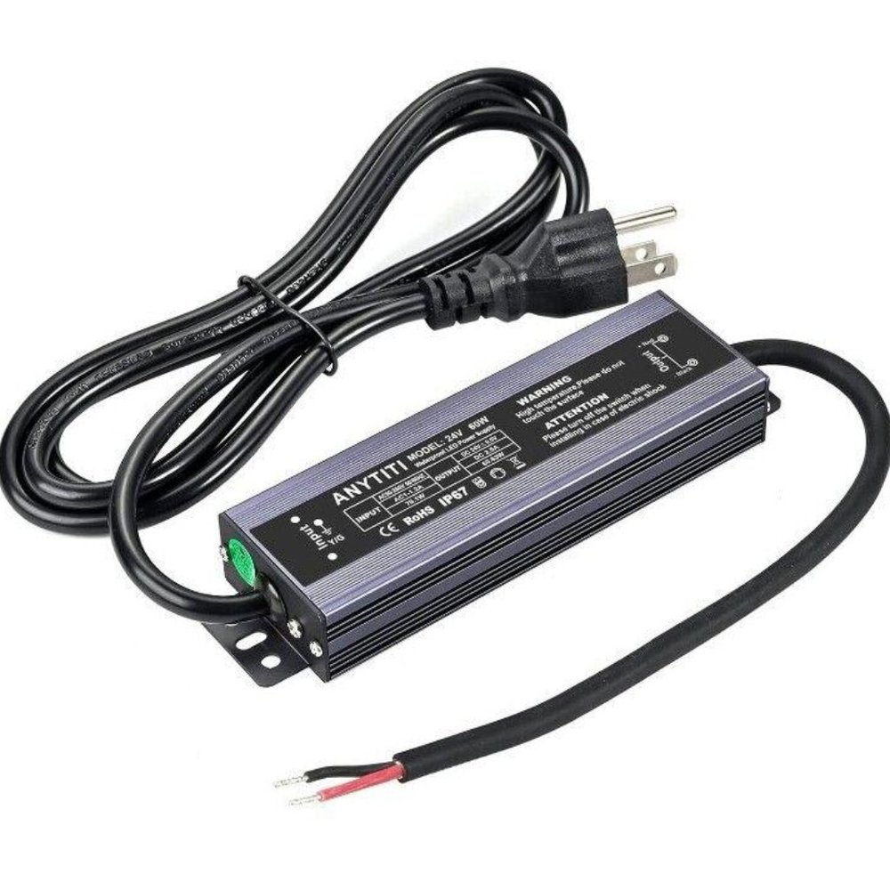 🐰Led Driver Power Supply Ip67 Waterproof 24v 60w 3 Prong Plug 4.5ft